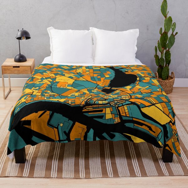 Item preview, Hamburg Map Pattern in Orange & Teal designed and sold by PatternMaps.