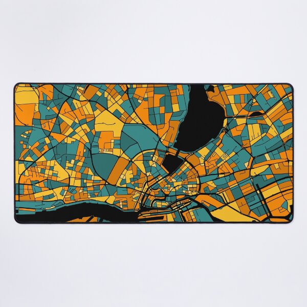 Item preview, Hamburg Map Pattern in Orange & Teal designed and sold by PatternMaps.