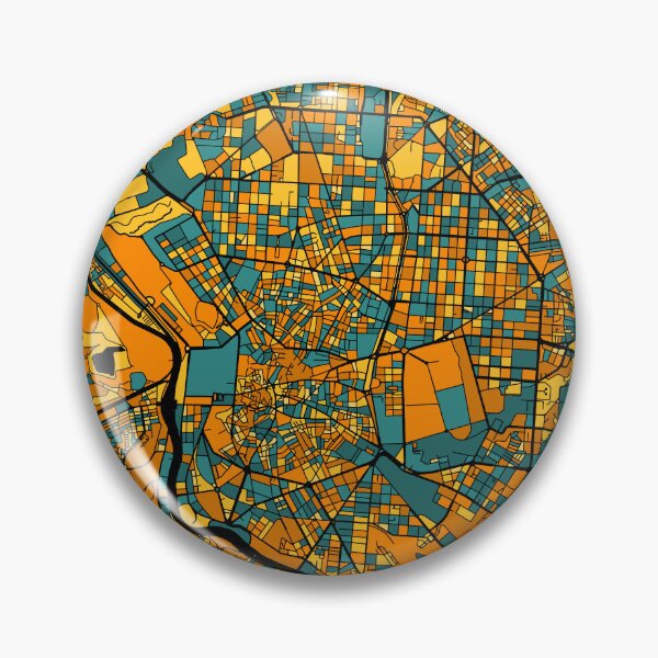 Item preview, Patrón de mapa de Madrid en naranja y verde azulado designed and sold by PatternMaps.