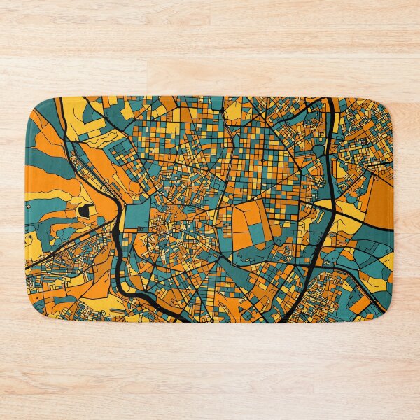 Item preview, Madrid Map Pattern in Orange & Teal designed and sold by PatternMaps.