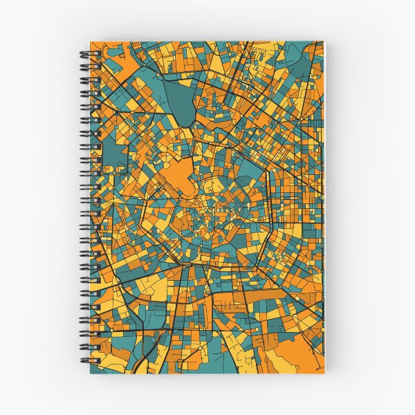 Aperçu de l'œuvre Motif de carte de Milan en orange et bleu sarcelle créée et vendue par PatternMaps.
