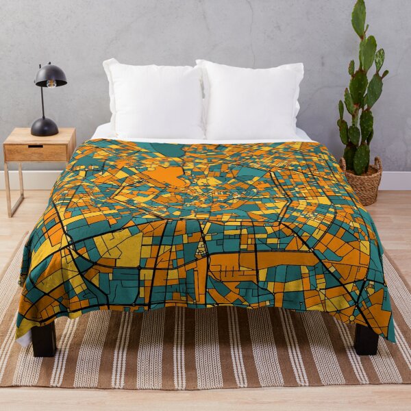 Item preview, Milan Map Pattern in Orange & Teal designed and sold by PatternMaps.