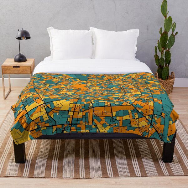 Item preview, Patrón de mapa de Milán en naranja y verde azulado designed and sold by PatternMaps.