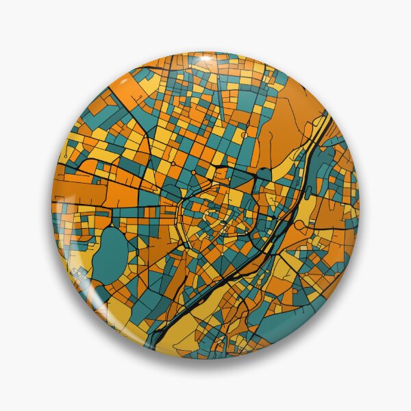 Item preview, Munich Map Pattern in Orange & Teal designed and sold by PatternMaps.