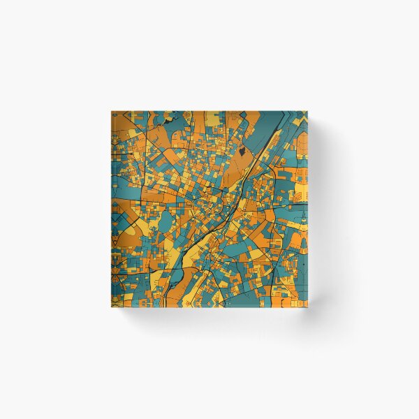 Item preview, Munich Map Pattern in Orange & Teal designed and sold by PatternMaps.