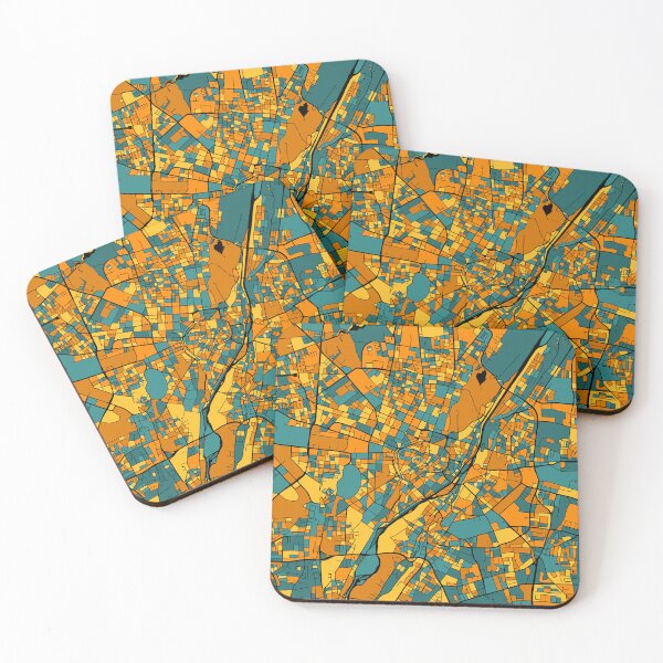 Item preview, Munich Map Pattern in Orange & Teal designed and sold by PatternMaps.