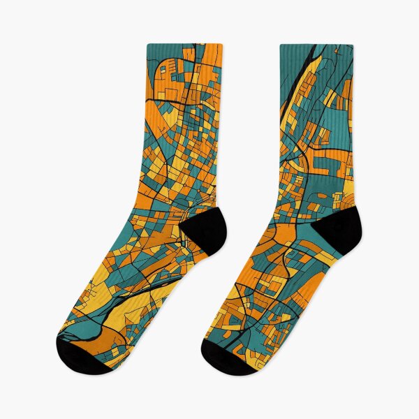 Item preview, Munich Map Pattern in Orange & Teal designed and sold by PatternMaps.