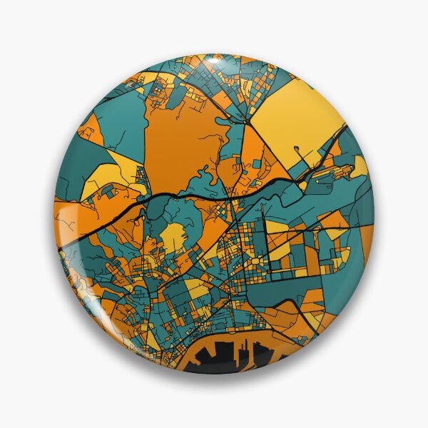 Item preview, Patrón de mapa de Nápoles en naranja y verde azulado designed and sold by PatternMaps.
