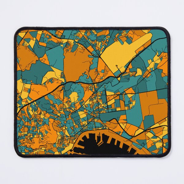 Artikelvorschau, Neapel-Kartenmuster in Orange und Blaugrün entworfen und verkauft von PatternMaps.