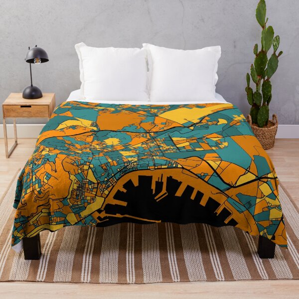 Item preview, Naples Map Pattern in Orange & Teal designed and sold by PatternMaps.