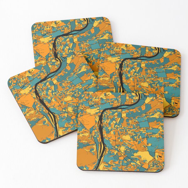 Item preview, Prague Map Pattern in Orange & Teal designed and sold by PatternMaps.
