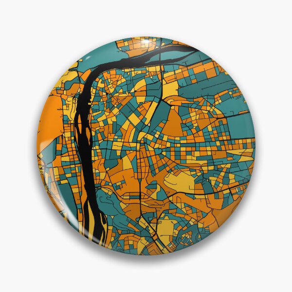 Item preview, Prague Map Pattern in Orange & Teal designed and sold by PatternMaps.