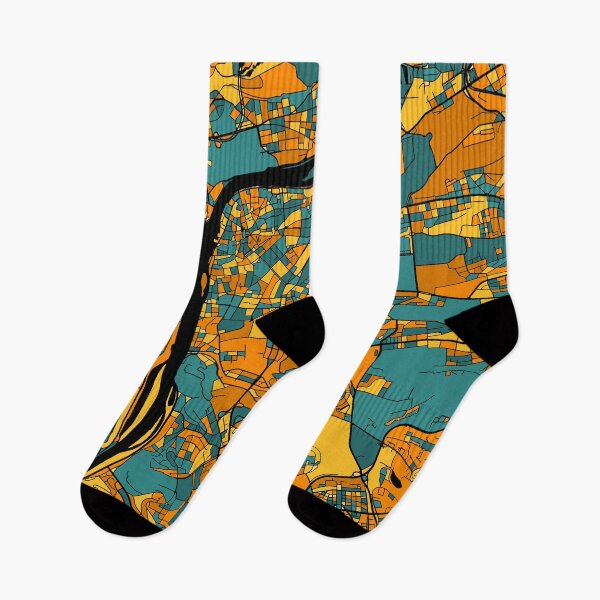 Item preview, Prague Map Pattern in Orange & Teal designed and sold by PatternMaps.