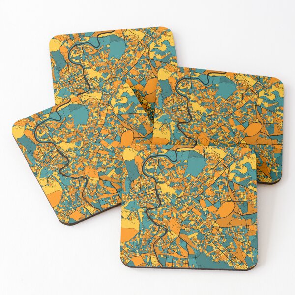 Item preview, Rome Map Pattern in Orange & Teal designed and sold by PatternMaps.