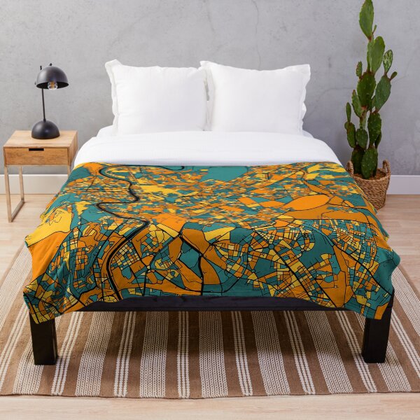 Item preview, Patrón de mapa de Roma en naranja y verde azulado designed and sold by PatternMaps.