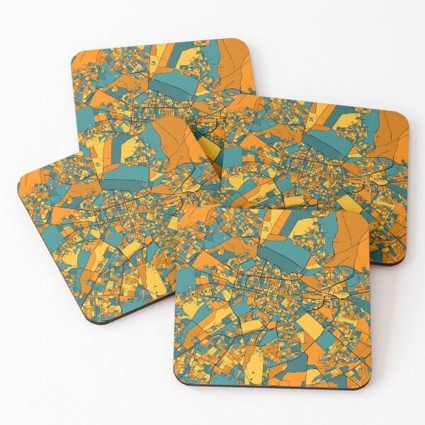 Item preview, Sofia Map Pattern in Orange & Teal designed and sold by PatternMaps.