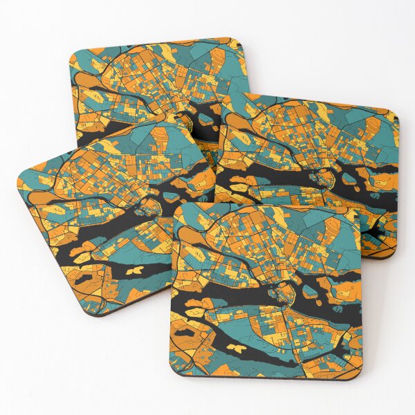 Item preview, Stockholm Map Pattern in Orange & Teal designed and sold by PatternMaps.