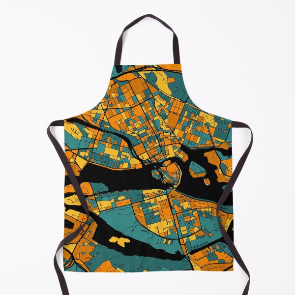 Item preview, Stockholm Map Pattern in Orange & Teal designed and sold by PatternMaps.