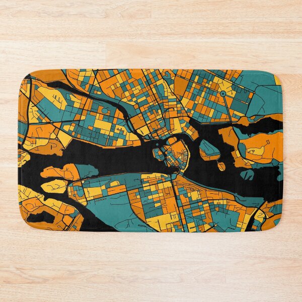 Item preview, Stockholm Map Pattern in Orange & Teal designed and sold by PatternMaps.