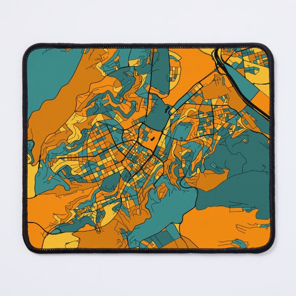 Item preview, Stuttgart Map Pattern in Orange & Teal designed and sold by PatternMaps.