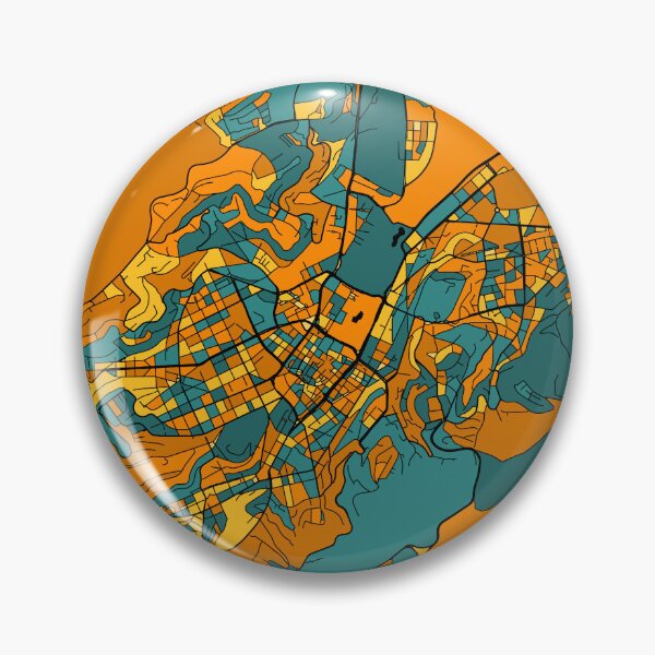 Item preview, Stuttgart Map Pattern in Orange & Teal designed and sold by PatternMaps.