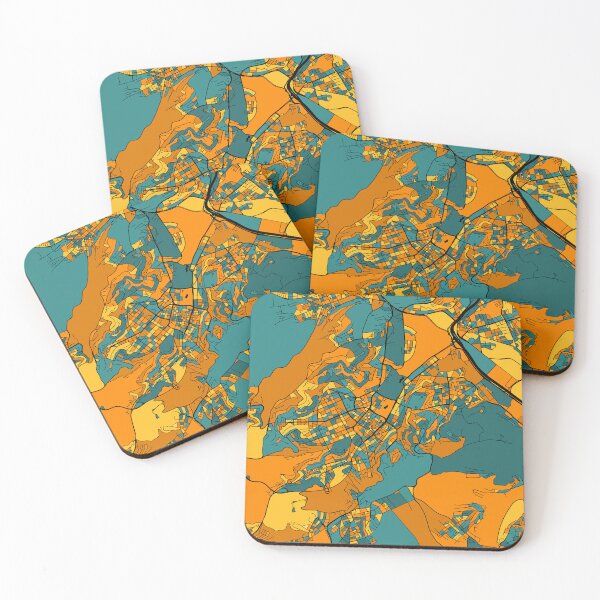 Item preview, Stuttgart Map Pattern in Orange & Teal designed and sold by PatternMaps.