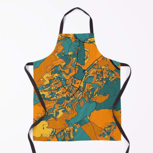 Item preview, Stuttgart Map Pattern in Orange & Teal designed and sold by PatternMaps.