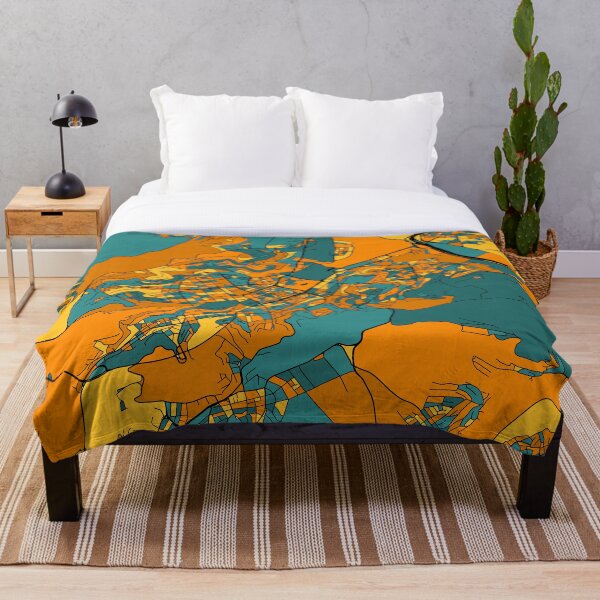 Item preview, Stuttgart Map Pattern in Orange & Teal designed and sold by PatternMaps.