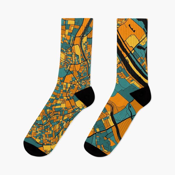 Item preview, Vienna Map Pattern in Orange & Teal designed and sold by PatternMaps.