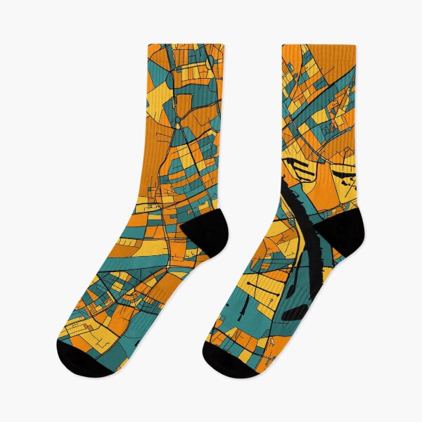 Item preview, Warsaw Map Pattern in Orange & Teal designed and sold by PatternMaps.