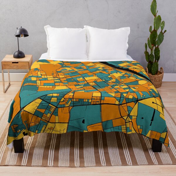 Item preview, Warsaw Map Pattern in Orange & Teal designed and sold by PatternMaps.