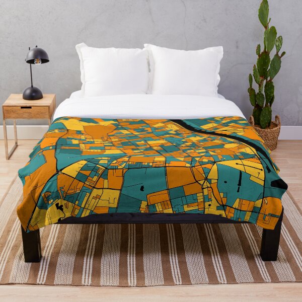 Item preview, Warsaw Map Pattern in Orange & Teal designed and sold by PatternMaps.