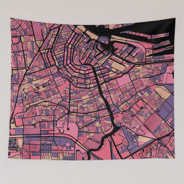 Item preview, Amsterdam Map Pattern in Purple & Pink designed and sold by PatternMaps.