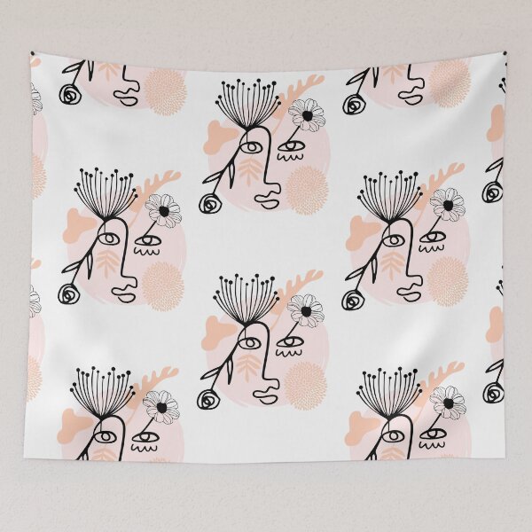 Item preview, abstract face and flowers designed and sold by April Renee.