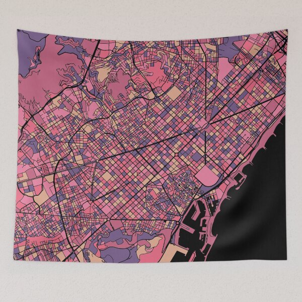 Item preview, Barcelona Map Pattern in Purple & Pink designed and sold by PatternMaps.