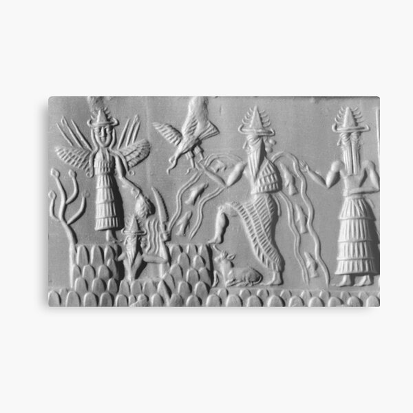UFOs in Ancient Art. ANUNNAKI. Three members of the Anunnaki. Sumerian, Gods of the Sky. Metal Print