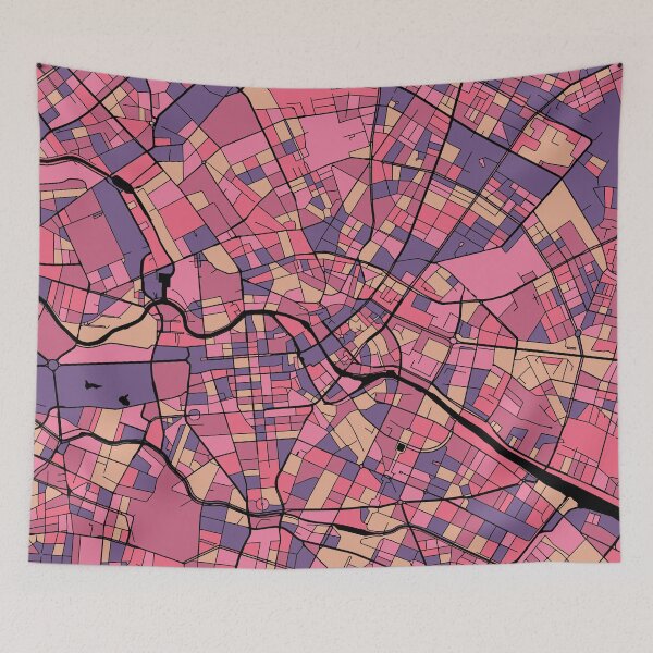 Item preview, Berlin Map Pattern in Purple & Pink designed and sold by PatternMaps.