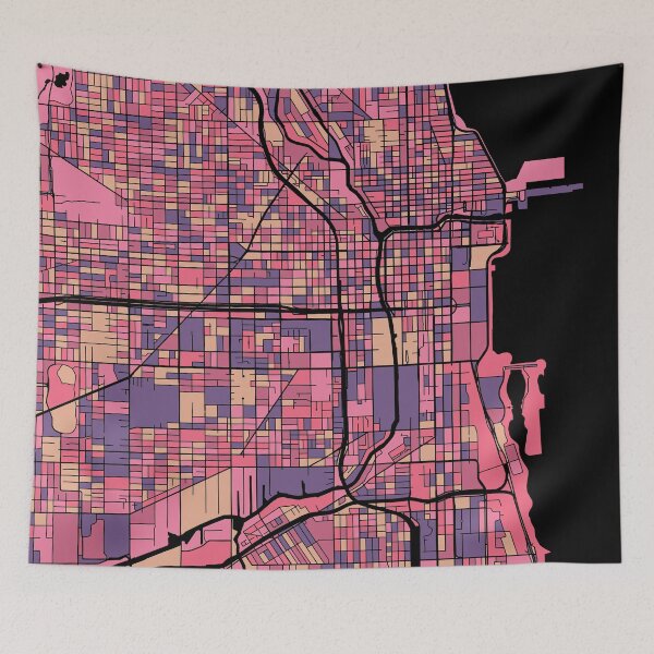 Item preview, Chicago Map Pattern in Purple & Pink designed and sold by PatternMaps.
