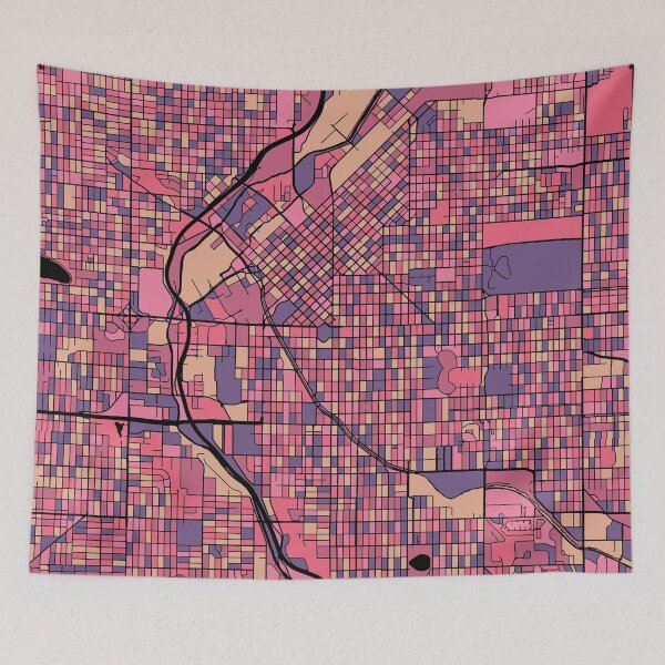 Item preview, Denver Map Pattern in Purple & Pink designed and sold by PatternMaps.