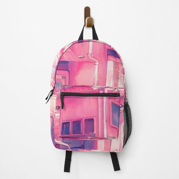 Item preview, Pink japan gaming house street scene in summer designed and sold by TomFrontierArt.