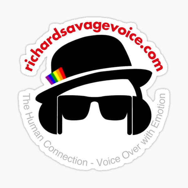 Richard Savage Voice bowler hat logo and tagline Sticker