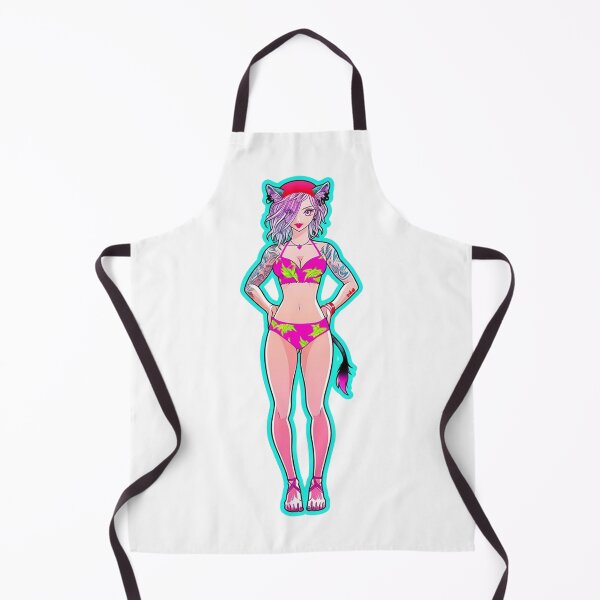 Item preview, Cat Rave Girl with Tail in Pink Bikini designed and sold by PixieRavePrints.