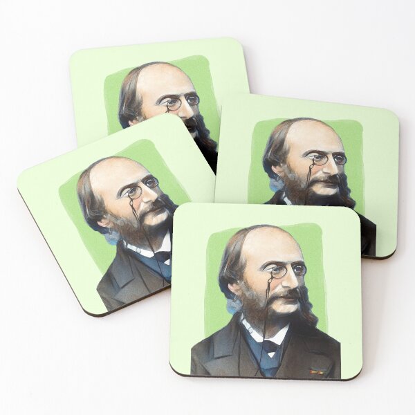 Item preview, German French Composer Jacques Offenbach - mint Green - illustration  designed and sold by Litstoy.