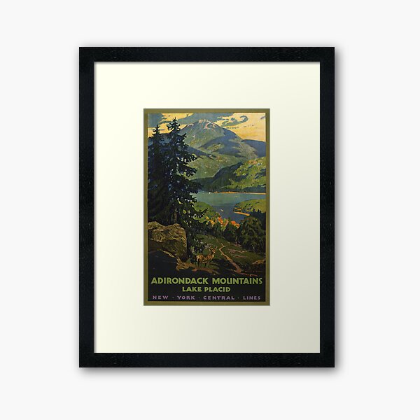 Item preview, STK502182A-Vintage travel poster for the Adirondack Mountains and Lake Placid. designed and sold by StocktrekImages.