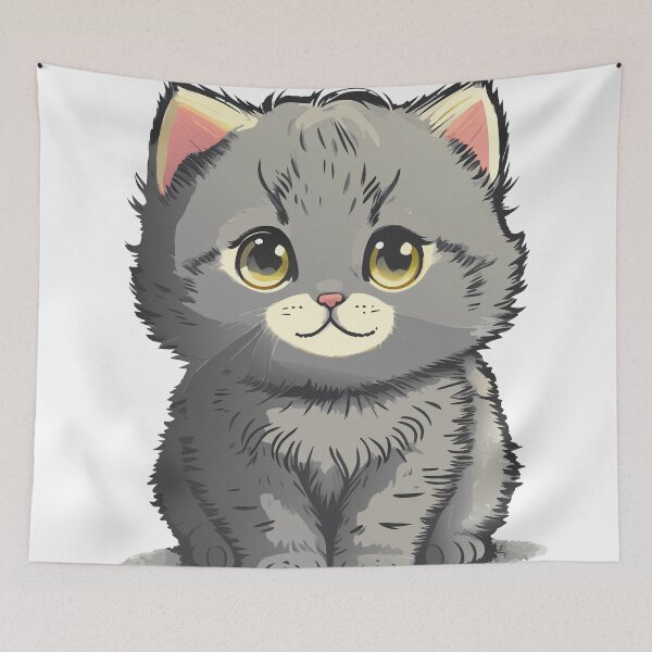 Item preview, Cute Chartreux-grey Cat, Room Decor, Art Prints, Cats Art, Art Prints designed and sold by ArchieDid.