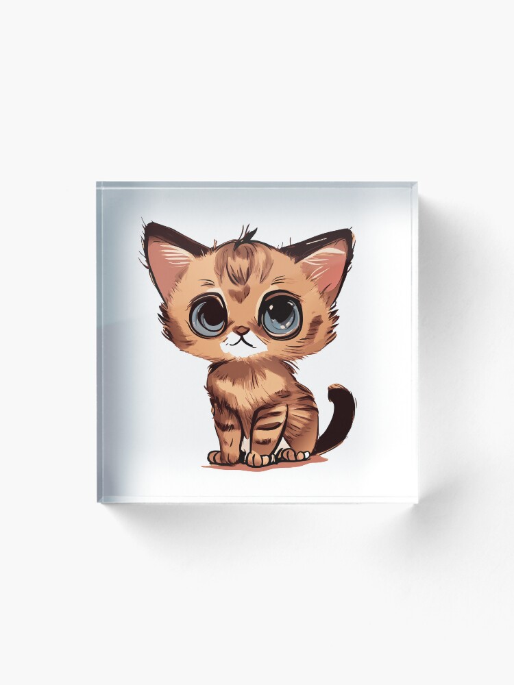 Thumbnail 1 von 5, Acrylblock, Cute Chausie Cat, Room Decor, Art Prints, Cats Art, Art Prints designt und verkauft von ArchieDid.