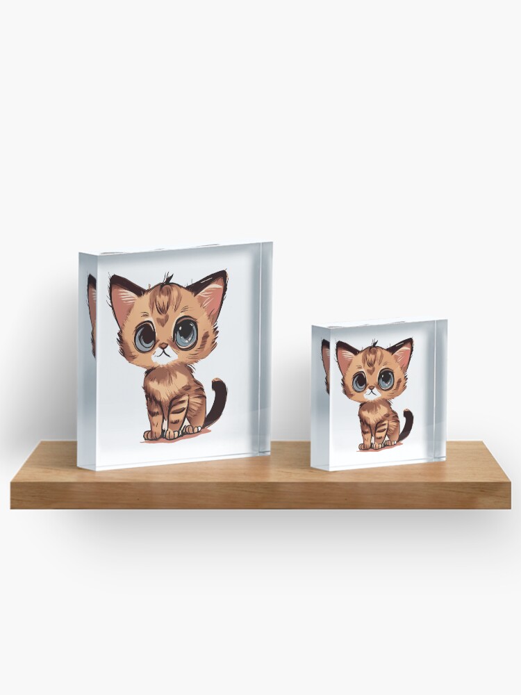 Thumbnail 3 von 5, Acrylblock, Cute Chausie Cat, Room Decor, Art Prints, Cats Art, Art Prints designt und verkauft von ArchieDid.