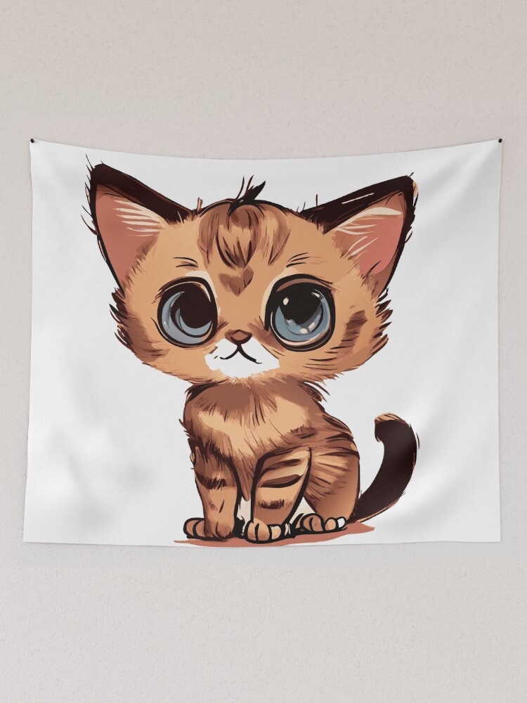 Aperçu 2 sur 3. Tentures avec l'œuvre Cute Chausie Cat, Room Decor, Art Prints, Cats Art, Art Prints créée et vendue par ArchieDid.
