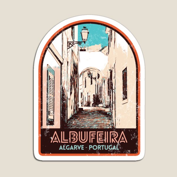 Artikel-Vorschau von Altstadt von Albufeira an der Algarve, Portugal | Postertyp Stadtansicht, designt und verkauft von Lemomo-artworks.
