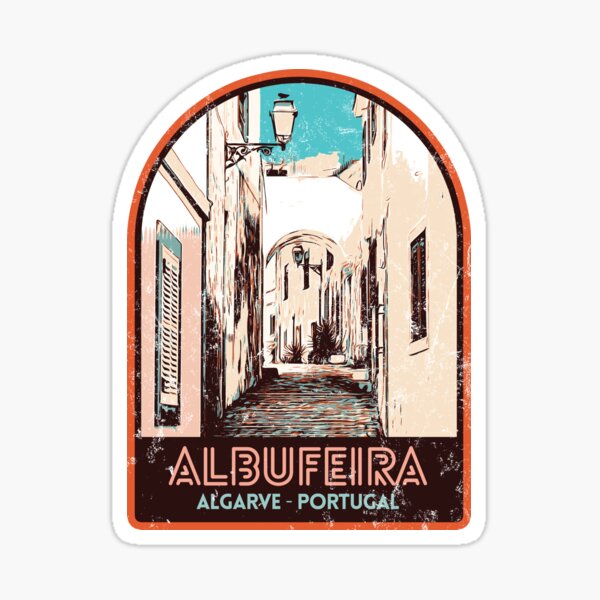 Artikel-Vorschau von Altstadt von Albufeira an der Algarve, Portugal | Postertyp Stadtansicht, designt und verkauft von Lemomo-artworks.